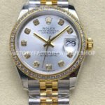ARF Factory Counterweight Rolex Datejust 278383RBR-0020 31mm Yellow Gold Diamond Bezel Silver Dial (1) rolex datejust 31mm diamond bezel arf factory super clone watch