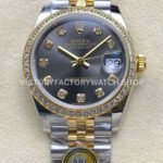 ARF Factory Counterweight Rolex Datejust 278383RBR-0022 31mm Yellow Gold Diamond Grey Dial (10) datejust 31 grey dial diamond arf