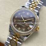 ARF Factory Counterweight Rolex Datejust 278383RBR-0024 31mm Yellow Gold Diamond Bezel Black Mother of Pearl Dial