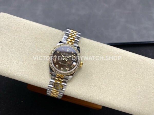 ARF Factory Counterweight Rolex Datejust 278383RBR-0024 31mm Yellow Gold Diamond Bezel Black Mother of Pearl Dial