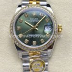datejust 31 green dial yellow gold arf