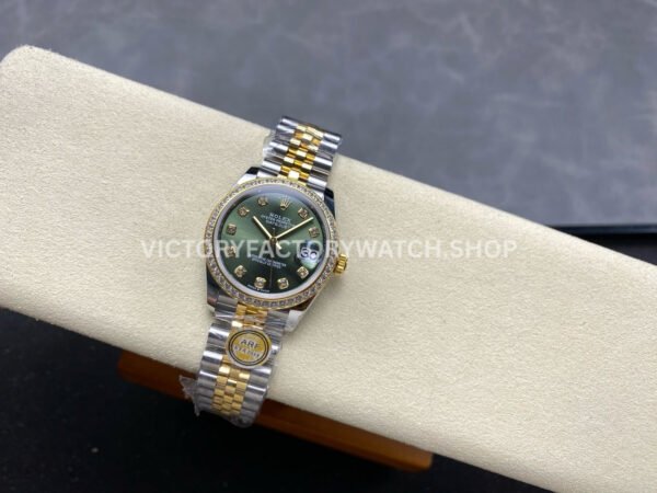 ARF Factory Counterweight Rolex Datejust 278383RBR-0030 31mm Yellow Gold Diamond Bezel Green Dial