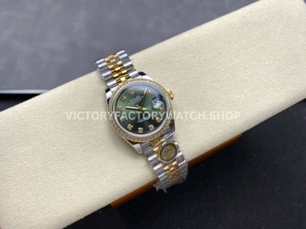 ARF Factory Counterweight Rolex Datejust 278383RBR-0030 31mm Yellow Gold Diamond Bezel Green Dial