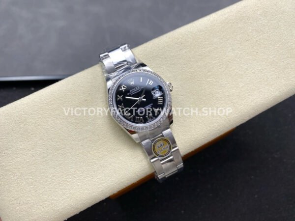 ARF Factory Counterweight Rolex Datejust 278384RBR-0001 31mm Diamond Bezel Roman Numerals Black Dial (4) ARF Factory Counterweight Rolex Datejust 278384RBR-0001 31mm Diamond Bezel Roman Numerals Black Dial