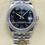 datejust 31 black roman steel arf