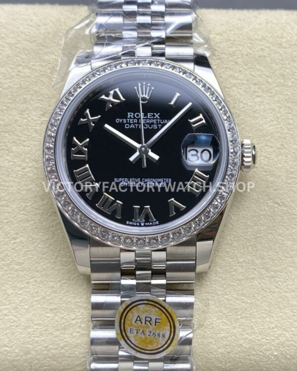 datejust 31 black roman steel arf