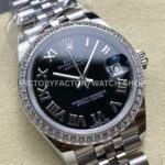 ARF Factory Counterweight Rolex Datejust 278384RBR-0002 31mm Diamond Bezel Roman Numerals Black Dial