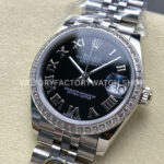 ARF Factory Counterweight Rolex Datejust 278384RBR-0002 31mm Diamond Bezel Roman Numerals Black Dial