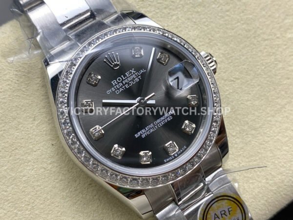 ARF Factory Counterweight Rolex Datejust 278384RBR-0009 31mm Diamond Bezel Dark Grey Dial (2) ARF Factory Counterweight Rolex Datejust 278384RBR-0009 31mm Diamond Bezel Dark Grey Dial