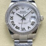 ARF Factory Counterweight Rolex Datejust 278384RBR-0013 31mm Diamond Bezel Roman Numerals White Dial (1) datejust 31 white dial steel arf
