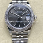 ARF Factory Counterweight Rolex Datejust 278384RBR-0020 31mm Diamond Bezel Grey Dial (2) datejust 31 dark grey steel arf