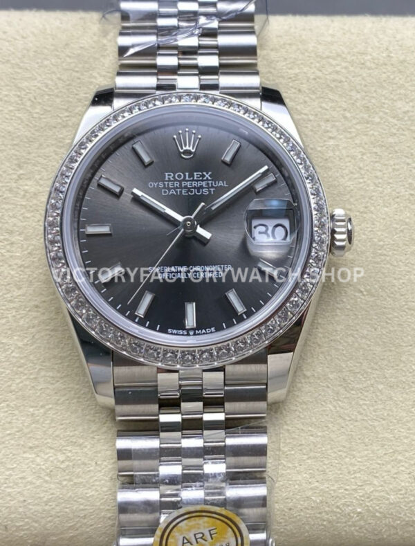 ARF Factory Counterweight Rolex Datejust 278384RBR-0020 31mm Diamond Bezel Grey Dial (2) datejust 31 dark grey steel arf