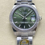 ARF Factory Counterweight Rolex Datejust 278384RBR-0022 31mm Diamond Bezel Green Dial (1) datejust 31 grey dial steel arf