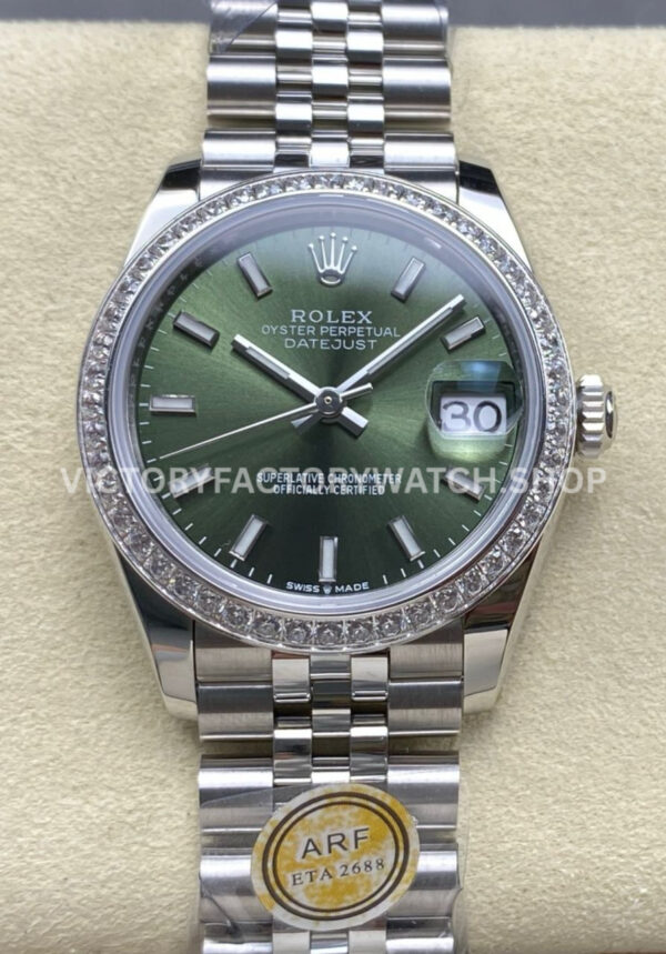 datejust 31 green dial steel arf