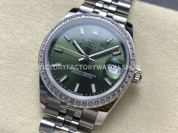 ARF Factory Counterweight Rolex Datejust 278384RBR-0022 31mm Diamond Bezel Green Dial