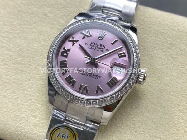 ARF Factory Counterweight Rolex Datejust 278384RBR-0023 31mm Diamond Bezel Roman Numerals Pink Dial (4) ARF Factory Counterweight Rolex Datejust 278384RBR-0023 31mm Diamond Bezel Roman Numerals Pinkl Dial