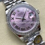 ARF Factory Counterweight Rolex Datejust 278384RBR-0024 31mm Diamond Bezel Roman Numerals Pink Dial
