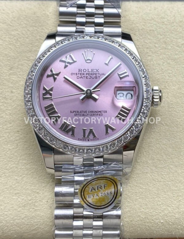 datejust 31 pink roman steel arf