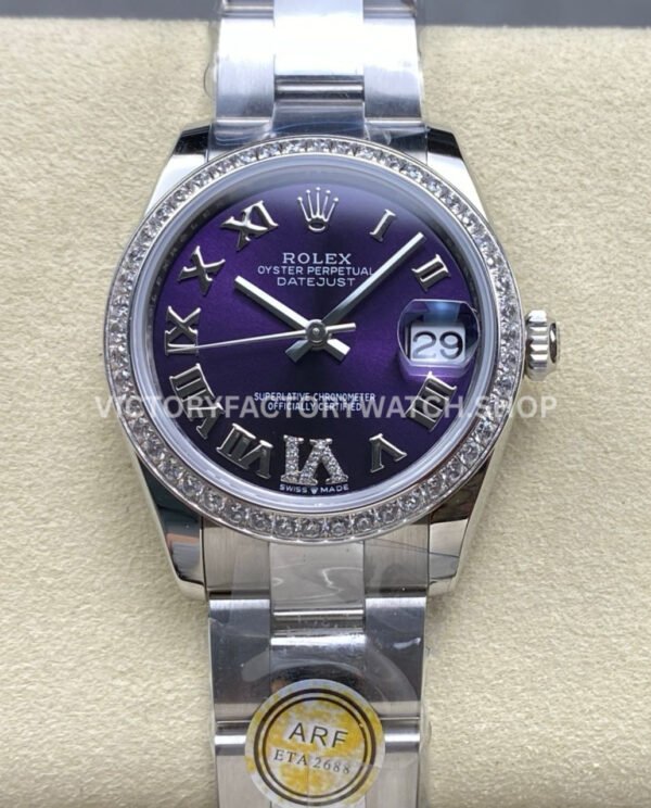 datejust 31 purple roman steel arf