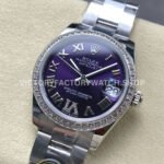 ARF Factory Counterweight Rolex Datejust 278384RBR-0029 31mm Diamond Bezel Roman VI Purple Dial