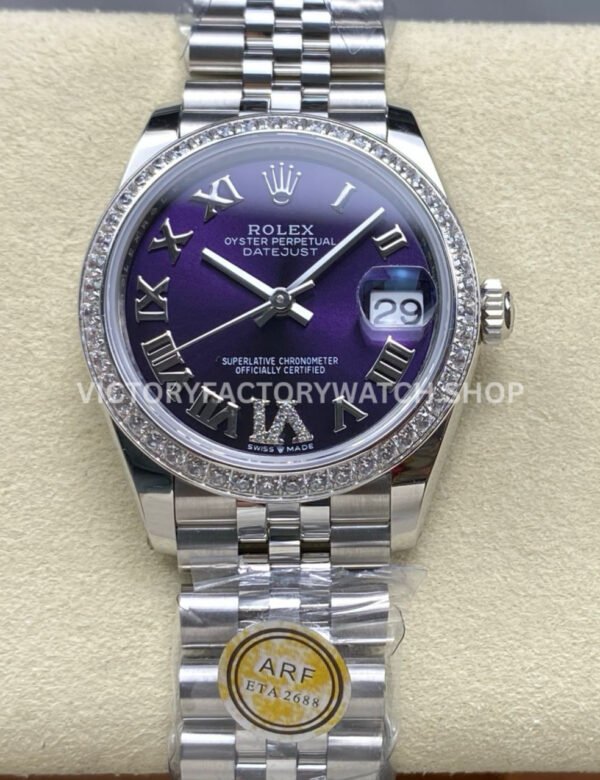 datejust 31 purple roman steel arf