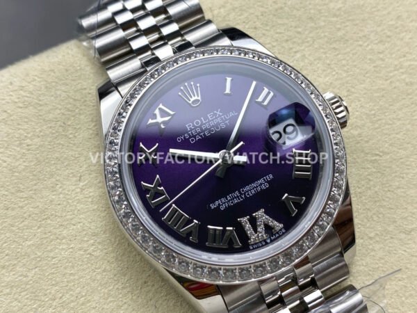 ARF Factory Counterweight Rolex Datejust 278384RBR-0030 31mm Diamond Bezel Roman VI Aubergine Dial