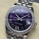 ARF Factory Counterweight Rolex Datejust 278384RBR-0030 31mm Diamond Bezel Roman VI Aubergine Dial