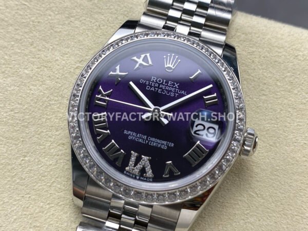 ARF Factory Counterweight Rolex Datejust 278384RBR-0030 31mm Diamond Bezel Roman VI Aubergine Dial