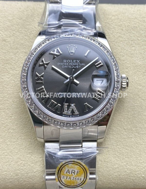 datejust 31 aubergine roman steel arf
