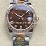 ARF Factory Counterweight Rolex Datejust Oyster 278381RBR-0027 31mm Rose Gold Diamond Bezel Brown Dial (1) datejust 31 brown dial rose gold arf