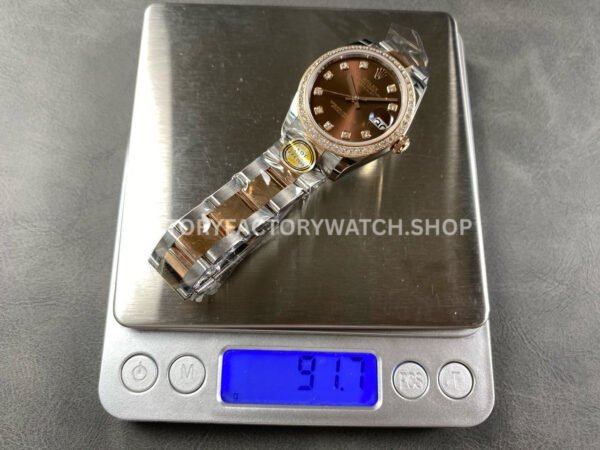 ARF Factory Counterweight Rolex Datejust Oyster 278381RBR-0027 31mm Rose Gold Diamond Bezel Brown Dial (3) ARF Factory Counterweight Rolex Datejust 278381RBR-0027 31mm Rose Gold Diamond Bezel Brown Dial