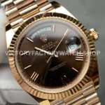 ARF Factory Counterweight Rolex Day-Date 228235-0002 40mm Full Rose Gold Roman Numerals Brown Dial (1) ARF Factory Counterweight Rolex Day-Date 228235-0002 40mm Full Rose Gold Roman Numerals Brown Dial