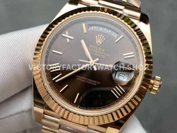 ARF Factory Counterweight Rolex Day-Date 228235-0002 40mm Full Rose Gold Roman Numerals Brown Dial (1 (7) ARF Factory Counterweight Rolex Day-Date 228235-0002 40mm Full Rose Gold Roman Numerals Brown Dial
