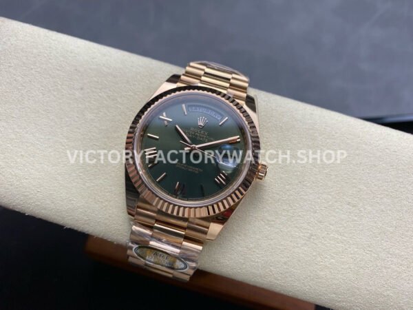 ARF Factory Counterweight Rolex Day-Date 228235-0025 40mm Full Rose Gold Roman Numerals Olive Green Dial