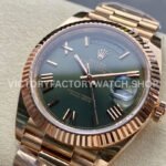 ARF Factory Counterweight Rolex Day-Date 228235-0025 40mm Full Rose Gold Roman Numerals Olive Green Dial
