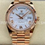 ARF Factory Counterweight Rolex Day-Date 228235-0032 40mm Full Rose Gold Roman Numerals White Dial (1 228235 white roman dial rose gold day date arf
