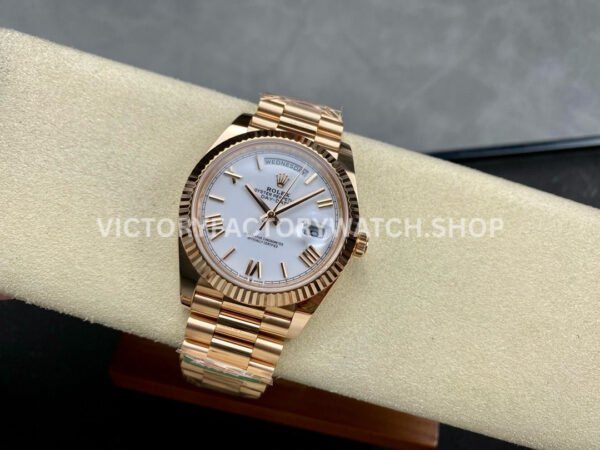 ARF Factory Counterweight Rolex Day-Date 228235-0032 40mm Full Rose Gold Roman Numerals White Dial (1 (4) ARF Factory Counterweight Rolex Day-Date 228235-0032 40mm Full Rose Gold Roman Numerals White Dial