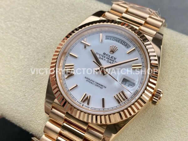 ARF Factory Counterweight Rolex Day-Date 228235-0032 40mm Full Rose Gold Roman Numerals White Dial (1 (9) ARF Factory Counterweight Rolex Day-Date 228235-0032 40mm Full Rose Gold Roman Numerals White Dial