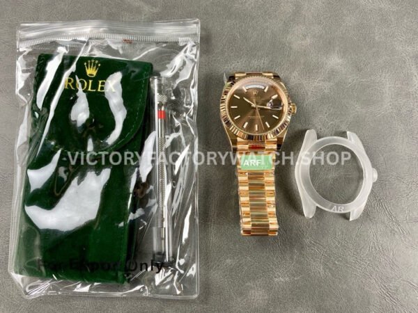 ARF Factory Counterweight Rolex Day-Date 228235-0053 40mm Full Rose Gold Brown Dial (6) ARF Factory Counterweight Rolex Day-Date 228235-0053 40mm Full Rose Gold Brown Dial