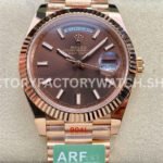 ARF Factory Counterweight Rolex Day-Date 228235-0053 40mm Full Rose Gold Brown Dial (9) 228235 brown dial rose gold day date arf