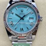 ARF Factory Counterweight Rolex Day-Date 228236-0012 Platinum Roman Numerals Ice Blue Dial (1) 228236 ice blue roman dial day date arf