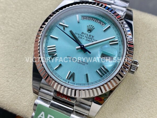 ARF Factory Counterweight Rolex Day-Date 228236-0012 Platinum Roman Numerals Ice Blue Dial (3) ARF Factory Counterweight Rolex Day-Date 228236-0012 40mm Platinum Roman Numerals Ice Blue Dial