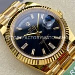 ARF Factory Counterweight Rolex Day-Date 228238-0004 40mm Full Yellow Gold Diamond Baguette Black (9) ARF Factory Counterweight Rolex Day-Date 228238-0004 40mm Full Yellow Gold Diamond Baguette Black Dial