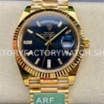 ARF Factory Counterweight Rolex Day-Date 228238-0004 40mm Full Yellow Gold Diamond Baguette Black D (1) 228238 black baguette diamond day date arf gold