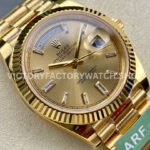 ARF Factory Counterweight Rolex Day-Date 228238-0005 40mm Full Yellow Gold Diamond Baguette C (4) ARF Factory Counterweight Rolex Day-Date 228238-0005 40mm Full Yellow Gold Diamond Baguette Champagne Dial