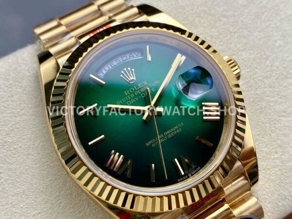 ARF Factory Counterweight Rolex Day-Date 228238-0061 40mm Full Yellow Gold Roman Numerals Green Dia (4) ARF Factory Counterweight Rolex Day-Date 228238-0061 40mm Full Yellow Gold Roman Numerals Green Dial