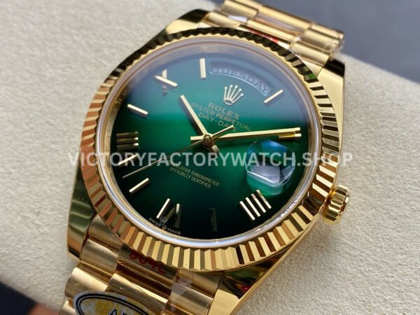 ARF Factory Counterweight Rolex Day-Date 228238-0061 40mm Full Yellow Gold Roman Numerals Green Dial (1) ARF Factory Counterweight Rolex Day-Date 228238-0061 40mm Full Yellow Gold Roman Numerals Green Dial