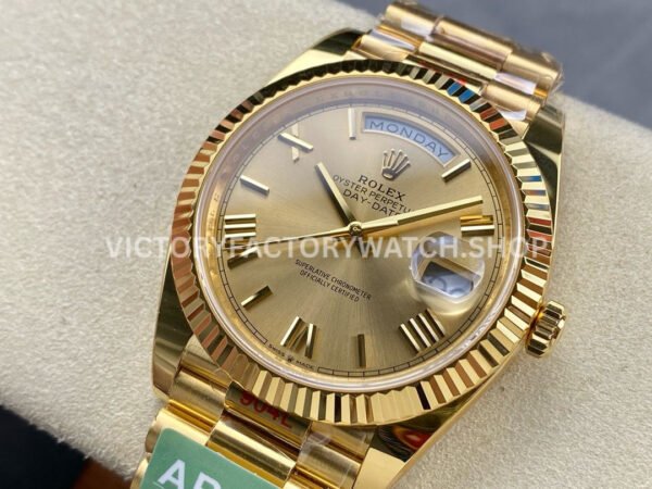 ARF Factory Counterweight Rolex Day-Date 228238 40mm Full Yellow Gold Roman Numerals Gold Dial