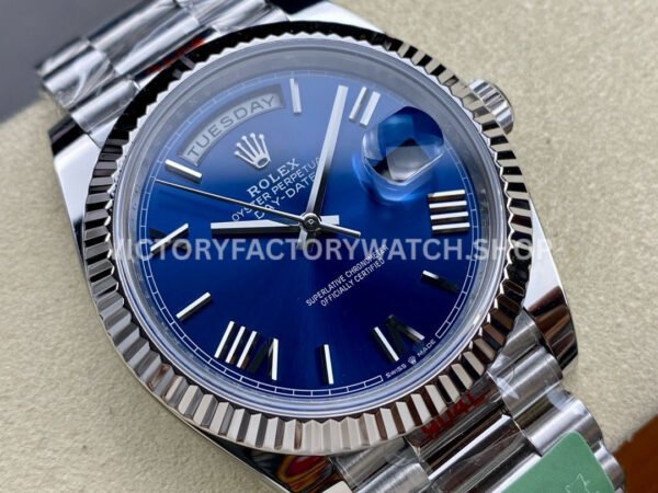 ARF Factory Counterweight Rolex Day-Date 228239-0007 White Gold Roman Numerals Blue Dial (2) ARF Factory Counterweight Rolex Day-Date 228239-0007 40mm White Gold Roman Numerals Blue Dial