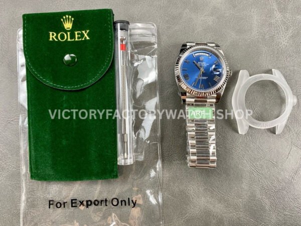 ARF Factory Counterweight Rolex Day-Date 228239-0007 White Gold Roman Numerals Blue Dial (7) ARF Factory Counterweight Rolex Day-Date 228239-0007 40mm White Gold Roman Numerals Blue Dial